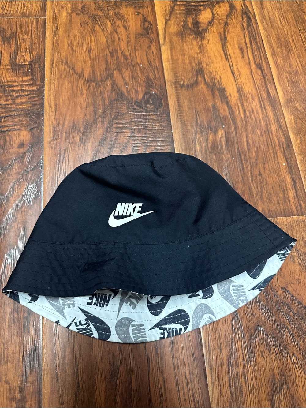 Nike Black Reversible Kids Bucket Hat with White Logo